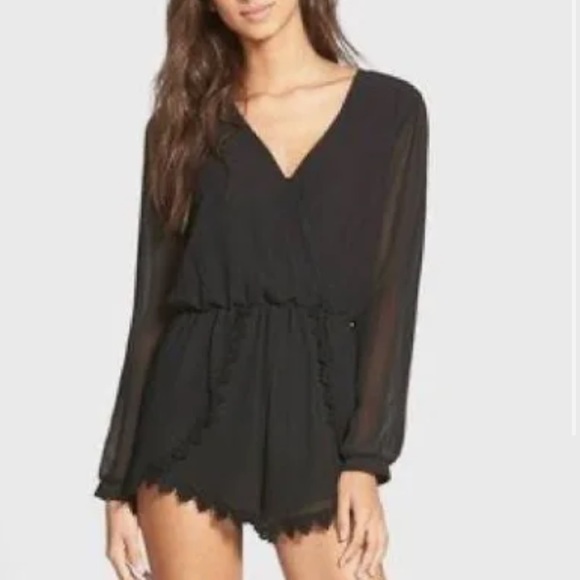 Astr Dresses & Skirts - Astr XS black lace/floral lined  romper